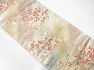 流水に桜模様織り出し袋帯